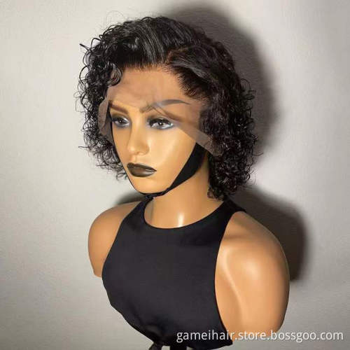 Wholesale Cheap Short Bob Curly Wig Vendors Brazilian 100% Virgin Transparent Full Lace Front Pixie Cut Human Hair Wigs